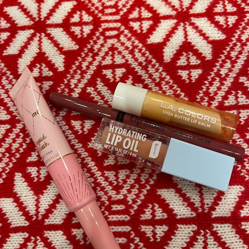 Marie Claire B Pure L.A. Colors Lip Liner Stain Liquid Blush Lip Oil Balm Bundle